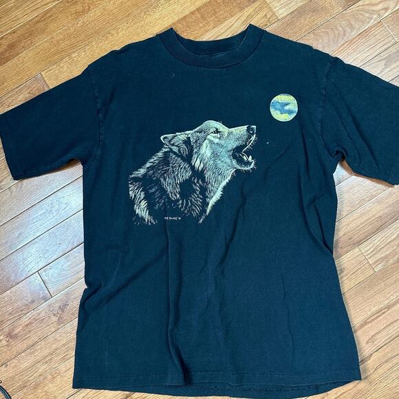 Vintage Rare 80s Wolf Howling at Moon Single Stich Martiena R. Richter L - Picture 5 of 7